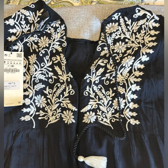 ZARA Embroidered Cover-up / Jumpsuit, black Sz M. NWT. - Picture 6 of 11